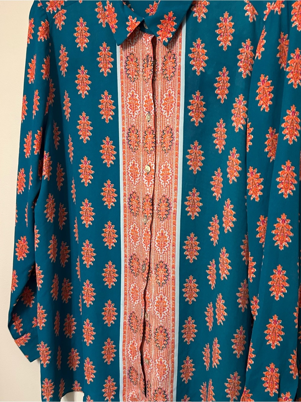 ROSE & OLIVE Button Up Shirt Women’s‎ Size XL Multicolor Long Sleeve Boho Career - Picture 3 of 7